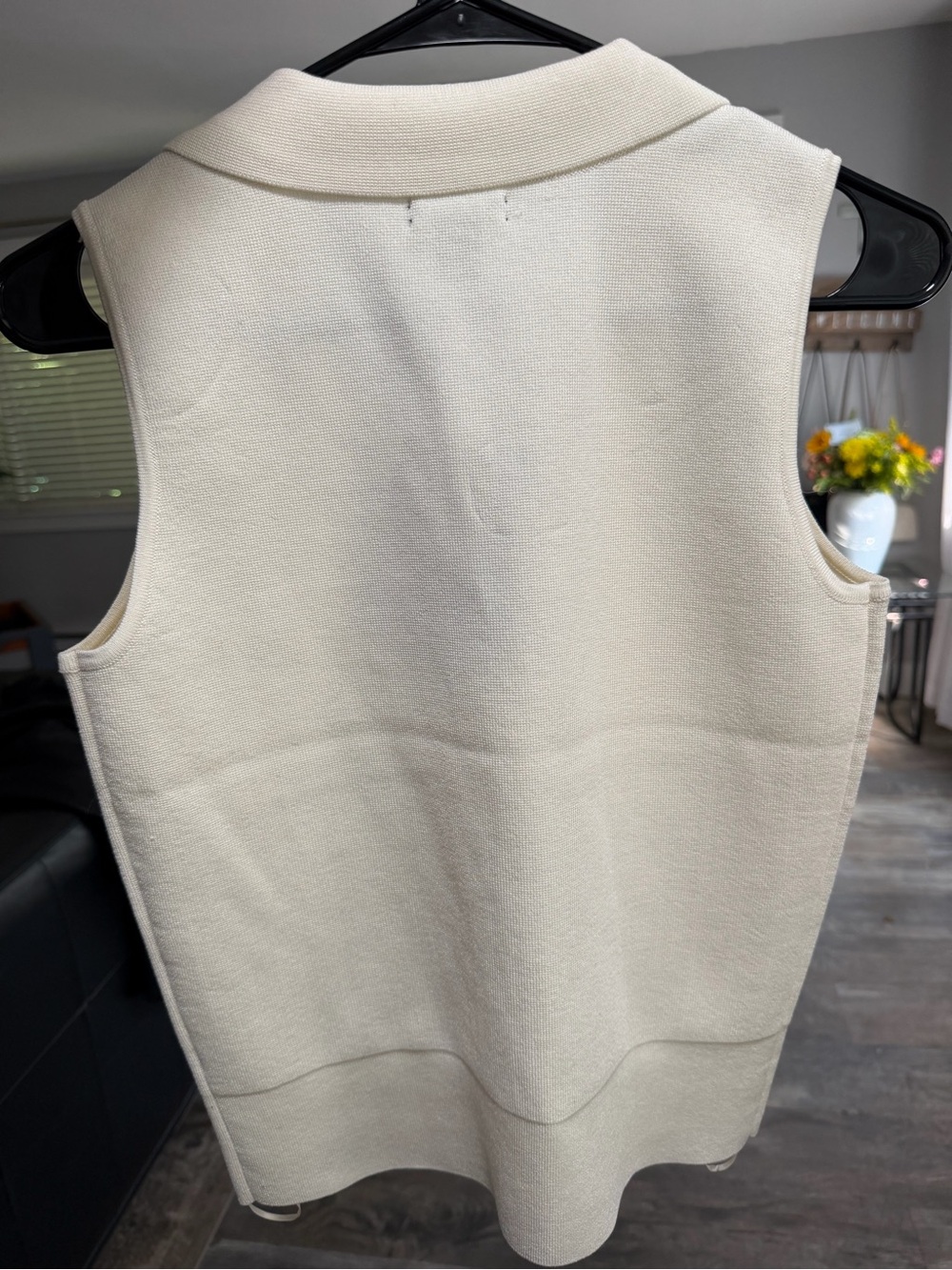 Halogen Sleeveless Lapel Collar Knit Vest in New Ivory (XS) - Picture 2 of 3